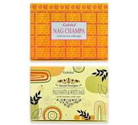 Copas de Carbón con 5 g de Resina de Incienso - Set Protección y Armonía - Fragancias Palo Santo & White Sage y Nag Champa - 2 Paquetes de 6 Unidades
