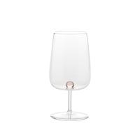 Copas de vino Bilia de vidrio borosilicato hechas a mano, juego de 6, color rosa, con esfera decorativa en la base, diseño elegante y duradero. - ZAFFERANO