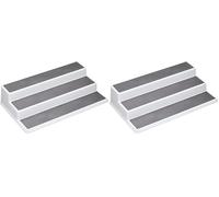 Copco Basics Especiero de 3 Niveles para Armario Interior, Estante de Cocina Antideslizante, Organizador, 38 x 22,5 x 8,5cm, Blanco/Gris (Paquete de 2)