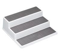 Copco Basics Especiero de 3 Niveles para Armario Interior, Organizador de Estantes de Cocina Antideslizante, 26 x 23 x 8,5cm, Blanco/Gris