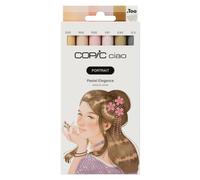 Copic Ciao PORTRAIT Set Pastel Elegance, 5 colores pastel incl. 1 multiliner de 0,3 mm en gris cálido, rotulador doble con una punta mediana y otra de pincel