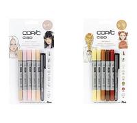 Copic Ciao - Rotulador de colores, paquete 5+1, tonos de pelo 1 y 2 juegos temáticos, para arte y manualidades, colorear, gráficos, resaltador, diseño, anime, profesionales y principiantes,