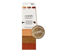 Copic Classic DESIGNER COLLECTION Set Brick & terra tints, set de rotuladores con 3 tonos de rojo-marrón, rotuladores gemelos con una punta ancha y otra fina