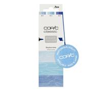Copic Classic DESIGNER COLLECTION Set Skyline tints, set de rotuladores con 3 tonos de azul, rotuladores gemelos con una punta ancha y otra fina