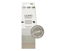Copic Classic DESIGNER COLLECTION Set Tintes de hormigón, set de rotuladores con 3 tonos de gris, rotuladores gemelos con una punta ancha y otra fina