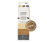 COPIC Classic DESIGNER COLLECTION Set Tonos de piedra natural, set de rotuladores con 3 tonos de arena y gris, rotuladores gemelos con una punta ancha y otra fina