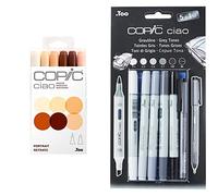 COPIC Juego de rotuladores, varios, tamaño único Ciao - Juego de rotuladores (5 unidades, doble punta, incluye rotulador de punta fina 0,3 mm), tonos grises
