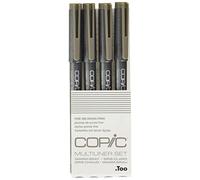 Copic Multiliner Set, Gris cálido, 4 Fineliner en varios grosores de trazo, lápices de dibujo con punta fina y tinta pigmentada resistente al agua