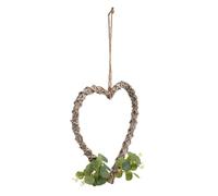 Corazón decoración de mimbre con flores para colgar 30x30x3h cm