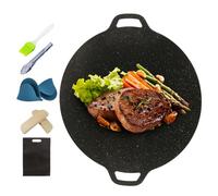 Corea Pan | Crema de hierro fundido para barbacoa de estilo coreano antiadherente | Sartén antiadherente coreana | Plancha de parrilla multifuncional, accesorio de cocina de camping portátil para