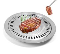Coreano Bandeja para Hornear Korean BBQ Grill Barbacoa Plato Parrilla Redonda Antiadherente Sin Humo Al Aire Libre Parrilla Placa de Cocina,para Estufa EléCtrica, Estufa de Gas o Estufa de Propano