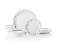 Corelle Juego de vajilla de 18 piezas, estilo casa de campo, servicio azul y blanco para 6, vajilla resistente a las astillas, incluye platos llanos de 26 cm, platos de ensalada de 17 cm y cuencos de