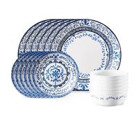 Corelle Portofino - Juego de vajilla de 6 piezas resistente a las astillas, de cristal