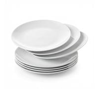 CORELLE Vitrelle - Juego de 6 platos para ensalada (cristal de tres capas, antiastilla), 21,6 cm, color blanco helado