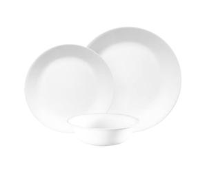 Corelle Winter Frost juego de vajilla 12 piezas para 4 personas, resistente Vitrelle vidrio ultrarresistente, microondas, horno, congelador y lavavajillas, diseño festivo blanco