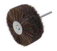 CORHAD Rueda de cepillo de pelo de caballo para lijado y encerado, accesorio marrón para herramientas rotativas, uso en talla y pulido de joyería y madera, 3.77X3.34X3.77 in