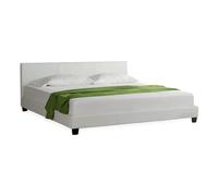 [corium] cama de matrimonio albacete de cuero sintético con estilo elegante - (140x200cm) - blanco