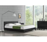 [corium] cama de matrimonio albacete de cuero sintético moderna - (180cm x 200cm) - (negro)