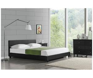 [corium] cama de matrimonio albacete de cuero sintético moderna - (180cm x 200cm) - (negro)