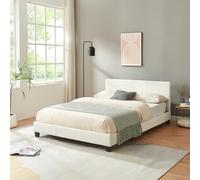 Corium Cama de Matrimonio Elegante tapizada en Piel sintética 140x200cm (Blanco) - diseño Moderno