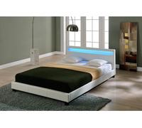 Corium cama doble paris tapizada en piel sintética - con led - (blanco) 160x200cm