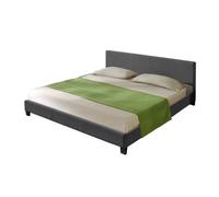 Corium cama doble skagen tapizada en tela 180x200cm gris oscuro
