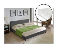 Corium cama doble skagen tapizada en tela con colchón 140x200cm gris oscuro [neu.haus]