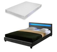 Corium Cama Doble Skagen Tapizada En Tela Con Led Y Colchón 180x200cm Gris Oscuro [neu.haus]