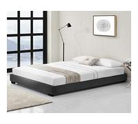 Corium Cama Doble Tapizado en Piel sintética 140 x 200 cm Somier Moderno con Listones para Cama Negro