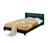 Corium cama doble paris tapizada en piel sintética - con led - 160x200cm (negro)