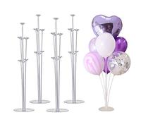 Coriver Soporte para Globos, Soporte Globos de Pie Alto, Soporte Columna Globos con Plástico Base, Estructura para Globos para Boda Cumpleaños Fiesta en el Jardín y Celebración del Gran (4 Sets)