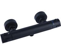 Cornat NERS2 - Grifo mezclador monomando para montaje en pared o bañera (latón negro mate, selección de temperatura y bloqueo de agua caliente), color negro, NERS3