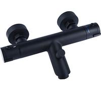 Cornat NERS2 - Grifo termostático para baño (acabado en negro, cuerpo de latón mate, control de temperatura y barrera de agua caliente, monomando para montaje en pared)