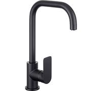 Cornat NERS52 - Grifo mezclador monomando para fregadero "Noir Round", edición negra, cuerpo fundido a presión, caño alto y giratorio, grifo de baja presión, grifo de cocina