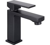 Cornat NERSE1 Noir - Grifo monomando para lavabo (latón negro mate, fijación sin esfuerzo, con válvula de desagüe a presión, grifo para baño), color negro mate