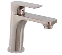 Cornat NERSS1 - Grifo monomando para lavabo (latón con aspecto de acero inoxidable, fijación sin esfuerzo, con válvula de desagüe de presión, grifo para baño o lavabo, grifo de lavabo