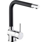 Cornat SOLS5 Solana SOLS5-Grifo Mezclador Monomando para Fregadero (latón Calidad, caño Giratorio de 360°, Montaje de Alta presión, Grifo de Cocina, Negro Cromado