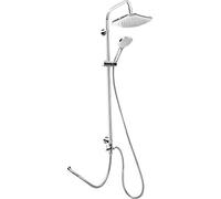 Cornat TECBW3414 Square - Sistema de ducha (alcachofa cuadrada y ducha de mano con 1 tipo de chorro, antical, distancia entre ejes variable, con tubo de apoyo)