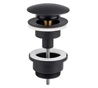 Cornat Válvula de desagüe para lavabos - 1 1/4 pulgadas AG - Ø 66 mm - con función Push Open - Negro Mate/Válvula Pop-Up/Desagüe / T3174211