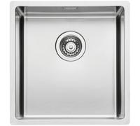 CORNO: Fregadero de acero inoxidable de una sola cuba, con borde plano, para encastrar. A partir de una anchura de armario de 50 cm