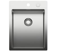 CORNO PIU PR2: Fregadero de acero inoxidable con batería de grifos y válvula de pulsador. A partir de una anchura de armario de 45 cm. Medidas de corte aproximadas: 375 x 495 mm