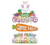 Corona De Pascua - Decoración De Puerta De Madera De 36 Cm, Guirnalda De Primavera Con Diseño De Conejo, Lindo Para Colgar En La Pared Al Aire Libre | Decoración Navideña Del Porche Delantero P