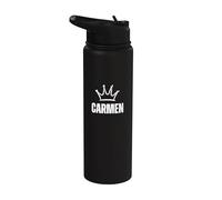 Corona de reina Carmen - Nombre personalizado para cumpleaños #1 Ganador Stainless Steel Insulated Water Bottle