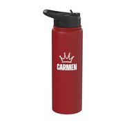Corona de reina Carmen - Nombre personalizado para cumpleaños #1 Ganador Stainless Steel Insulated Water Bottle