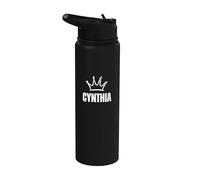 Corona de reina Cynthia - Nombre personalizado para cumpleaños #1 Ganador Stainless Steel Insulated Water Bottle