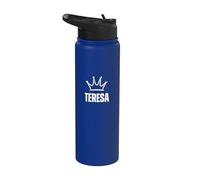 Corona de reina Teresa - Nombre personalizado de cumpleaños #1 Ganador Stainless Steel Insulated Water Bottle