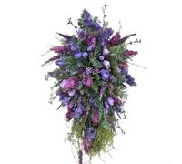 Corona de tulipanes morados, decoración floral artificial de 50 x 30 cm, diseño vibrante de primavera para puerta delantera, construcción de plástico para acento del hogar durante todo el año