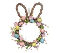 Corona para puerta de conejito de Pascua: componente de guirnalda floral, tamaño de 10 x 16 pulgadas más construcción de diseño multicolor vibrante, sinónimo de señal de bienvenida, cierre | para porc