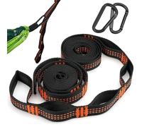 Correas de Suspensión para Hamaca 2m x 2,5cm con Mosquetones Resistentes | Cinturón de Suspensión de Hamaca Correas de árbol, Multifuncionales Kit de Fijación, para Árboles, Camping y Columpio