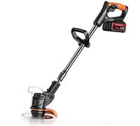 Corta Césped - Desbrozadora a Batería 2 en 1 con 2 Baterías 4.0Ah y Cargador Rápido - Cortabordes Eléctrico Inalámbrico Ligero y Potente 18.000 RPM, Altura y Cabezal Ajustables, con 3 Tipos de